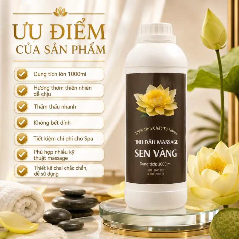 Tinh Dầu Massage Hương Hoa Sen Vàng Cao Cấp 1000ml