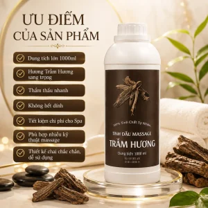 Tinh Dầu Massage Hương Gỗ Trầm Hương Cao Cấp 1000ml – Dầu Massage Body Thư Giãn, Hương Trầm Sang Trọng Cho Spa