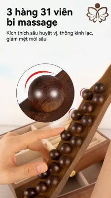 Gậy Massage Gỗ Đàn Hương 3 Hàng 31 Bi