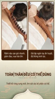 Gậy Massage Gỗ Đàn Hương 2 Hàng 20 Bi