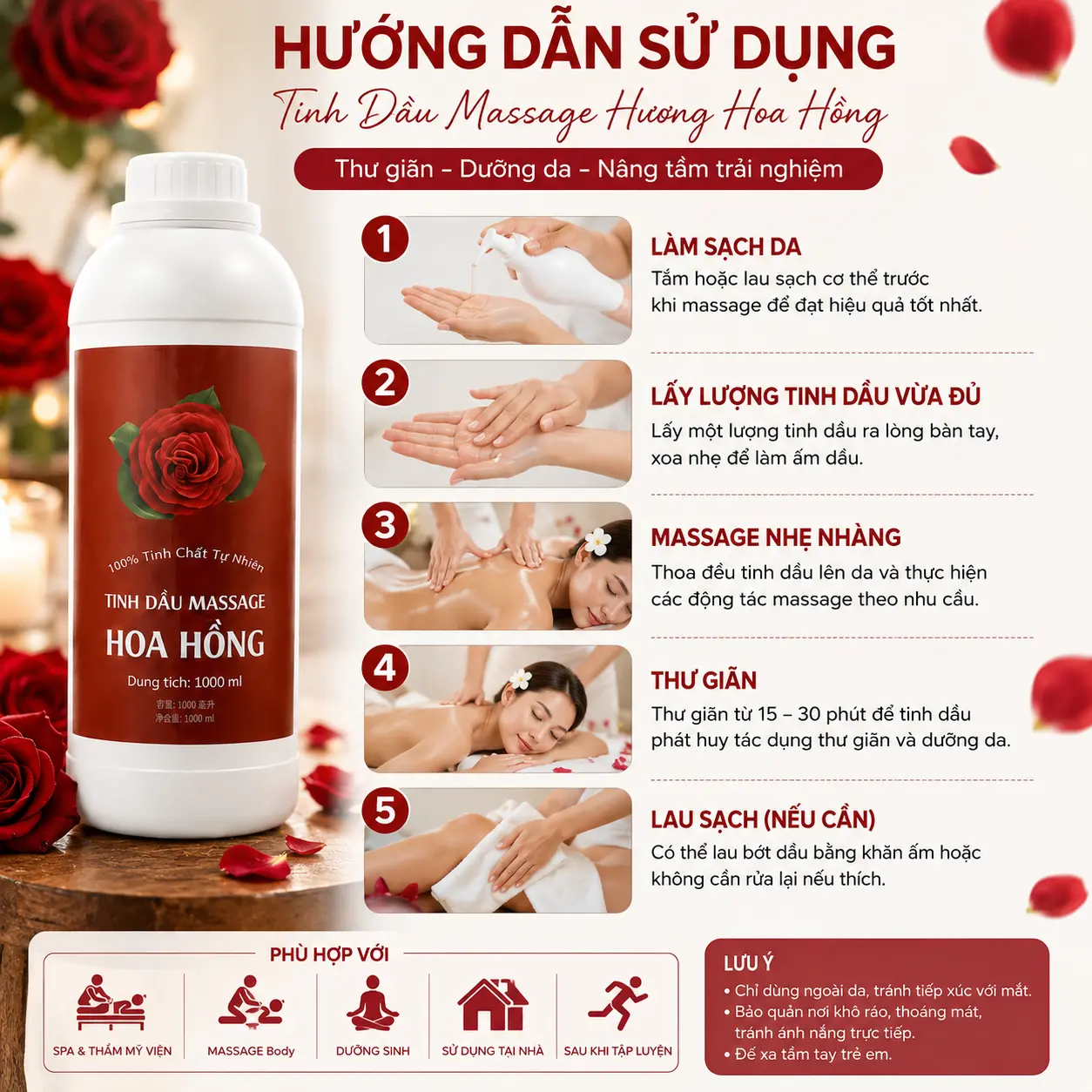 a6 Tinh Dầu Massage Hương Hoa Hồng Cao Cấp