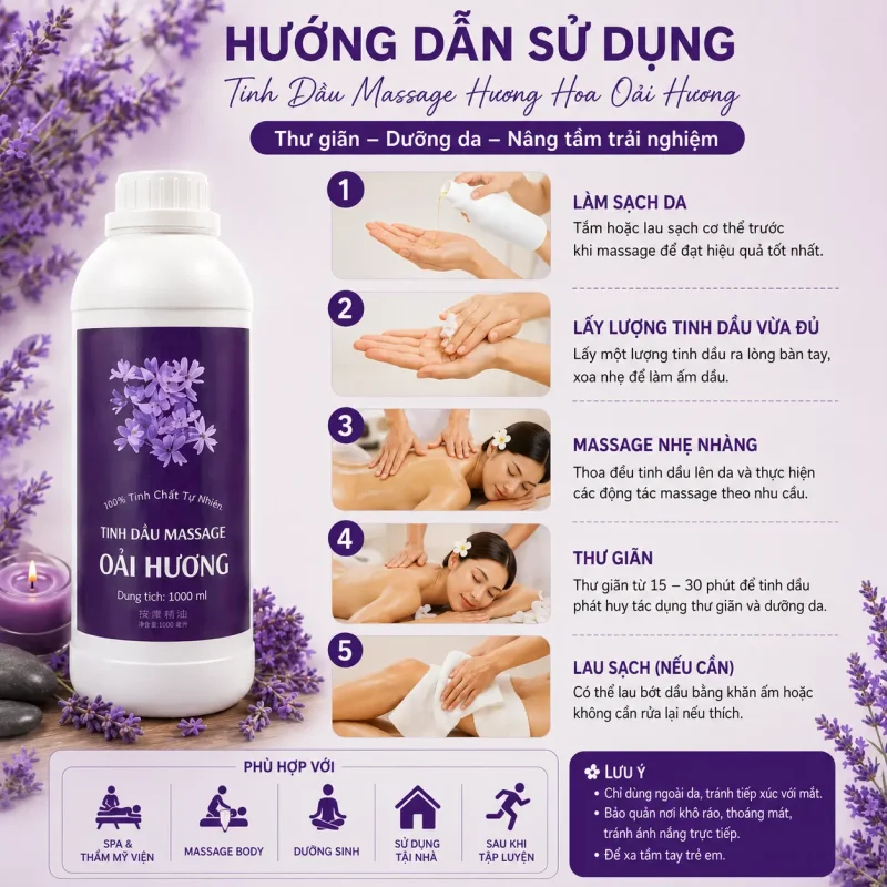 Tinh Dầu Massage Hương Hoa Oải Hương Cao Cấp