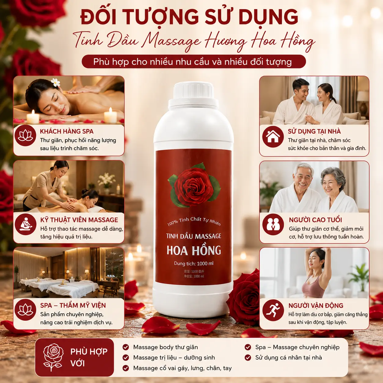 a7 Tinh Dầu Massage Hương Hoa Hồng Cao Cấp