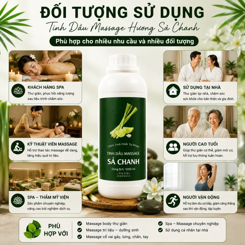 Tinh Dầu Massage Hương Sả Chanh Cao Cấp 1000ml