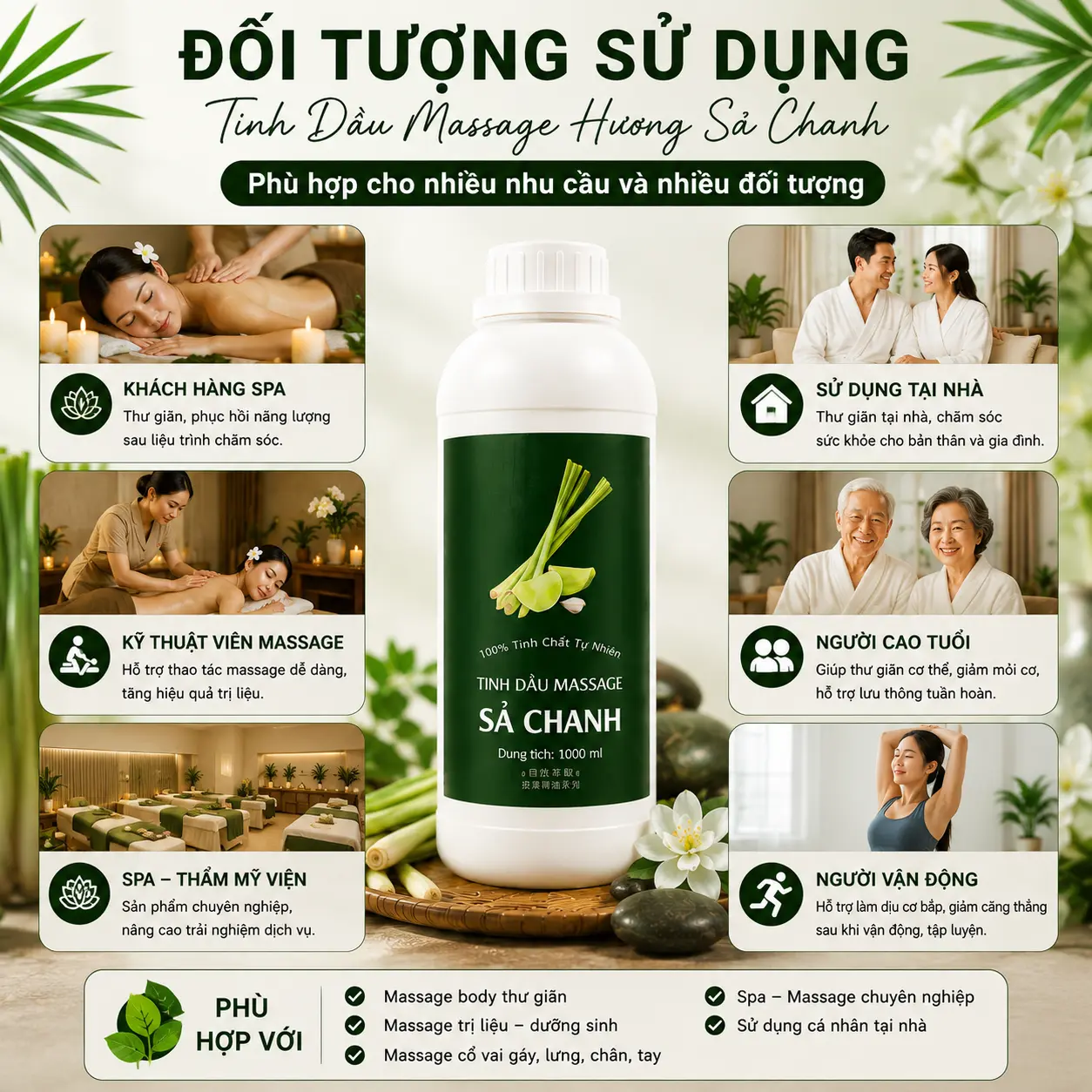 a7 Tinh Dầu Massage Hương Sả Chanh Cao Cấp 1000ml