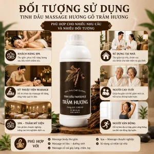 Tinh Dầu Massage Hương Gỗ Trầm Hương Cao Cấp 1000ml – Dầu Massage Body Thư Giãn, Hương Trầm Sang Trọng Cho Spa