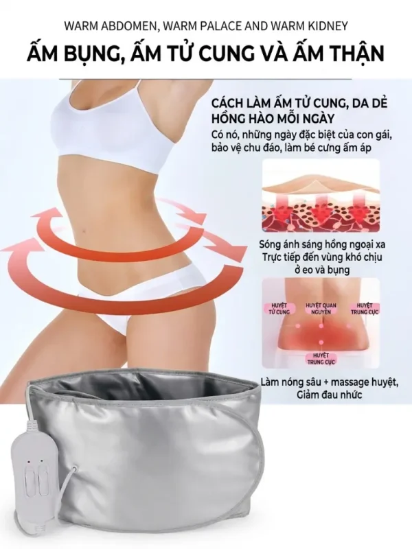 Đai Nóng Rung Giảm Béo Bụng Thon Gọn 3 Cấp Độ – Massage Nhiệt Hồng Ngoại 360° | Bảo Hành 12 Tháng