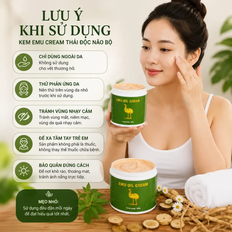Kem Emu Cream Thải Độc Não Bộ 500g – Kem Massage Emu Oil Hỗ Trợ Thư Giãn, Làm Ấm Cơ Thể Và Chăm Sóc Vùng Đầu, Vai Gáy