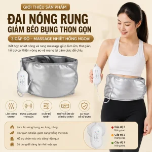 Đai Nóng Rung Giảm Béo Bụng Thon Gọn 3 Cấp Độ – Massage Nhiệt Hồng Ngoại, Bảo Hành 12 Tháng