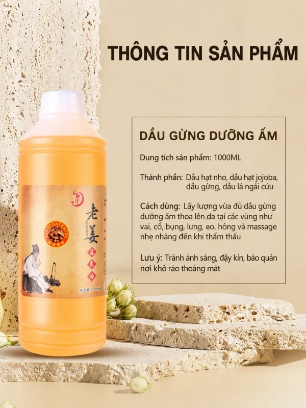 Tinh Dầu Gừng Già Siêu Nóng 1000ml – Tinh Dầu Massage Body, Cạo Gió, Dưỡng Sinh Chuyên Nghiệp