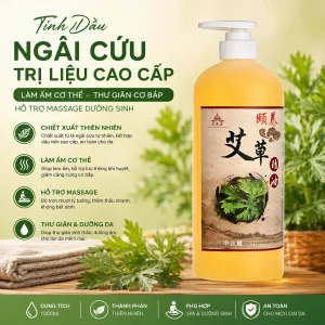 Tinh Dầu Ngải Cứu Trị Liệu Cao Cấp 1000ml – Làm Ấm Cơ Thể, Thư Giãn Cơ Bắp, Hỗ Trợ Massage Dưỡng Sinh