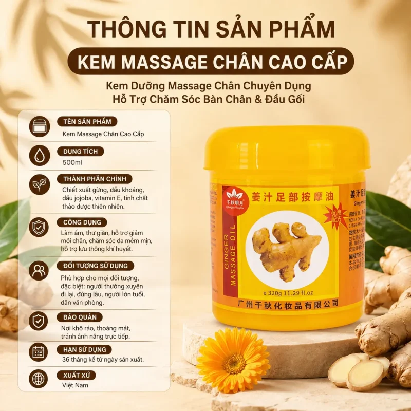Kem Massage Chân Cao Cấp – Kem Dưỡng Massage Chân Chuyên Dụng Hỗ Trợ Chăm Sóc Bàn Chân & Đầu Gối