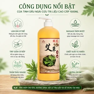 Tinh Dầu Ngải Cứu Trị Liệu Cao Cấp 1000ml – Làm Ấm Cơ Thể, Thư Giãn Cơ Bắp, Hỗ Trợ Massage Dưỡng Sinh