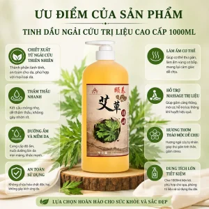 Tinh Dầu Ngải Cứu Trị Liệu Cao Cấp 1000ml – Làm Ấm Cơ Thể, Thư Giãn Cơ Bắp, Hỗ Trợ Massage Dưỡng Sinh