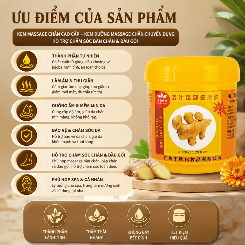 Kem Massage Chân Cao Cấp – Kem Dưỡng Massage Chân Chuyên Dụng Hỗ Trợ Chăm Sóc Bàn Chân & Đầu Gối