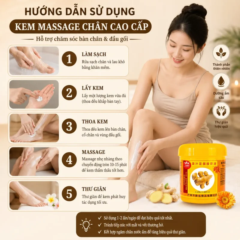 Kem Massage Chân Cao Cấp – Kem Dưỡng Massage Chân Chuyên Dụng Hỗ Trợ Chăm Sóc Bàn Chân & Đầu Gối