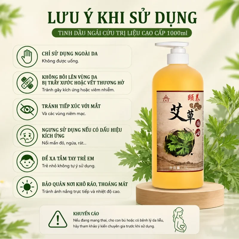 Tinh Dầu Ngải Cứu Trị Liệu Cao Cấp 1000ml – Làm Ấm Cơ Thể, Thư Giãn Cơ Bắp, Hỗ Trợ Massage Dưỡng Sinh