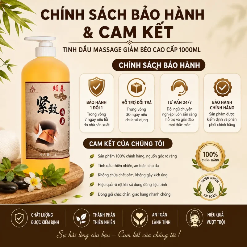 Tinh Dầu Massage Giảm Béo Cao Cấp 1000ml – Hỗ Trợ Làm Săn Chắc Eo, Thon Gọn Chân Tay, Massage Toàn Thân
