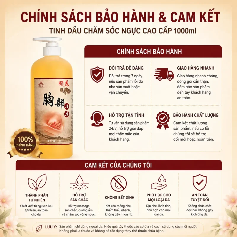 Tinh Dầu Chăm Sóc Ngực Cao Cấp 1000ml – Hỗ Trợ Massage Săn Chắc, Dưỡng Ẩm Và Chăm Sóc Vùng Ngực