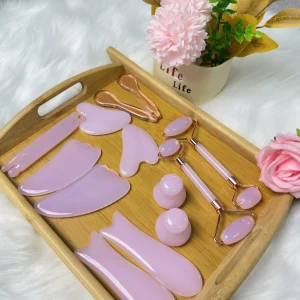 Bộ Đá Thạch Anh Hồng 14 Món Cao Cấp – Massage Mặt, Nâng Cơ, Thư Giãn | Dụng Cụ Massage Spa Chuyên Nghiệp