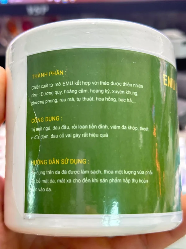 Kem Emu Cream Thải Độc Não Bộ 500g – Kem Massage Emu Oil Hỗ Trợ Thư Giãn, Làm Ấm Cơ Thể Và Chăm Sóc Vùng Đầu, Vai Gáy