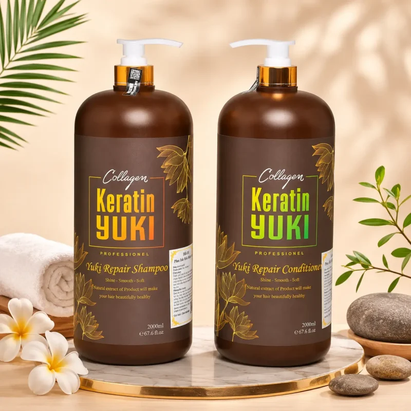 Dầu Gội Xả YUKI Keratin Collagen 2000ml – Chăm Sóc Tóc Khô Xơ, Cho Tóc Mềm Mượt & Bóng Khỏe