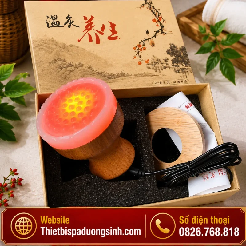 Cốc Nhiệt Hồng Quang – Cốc Hồng Quang Thần Cứu Trị Liệu Có Đèn Massage Đả Thông Kinh Lạc