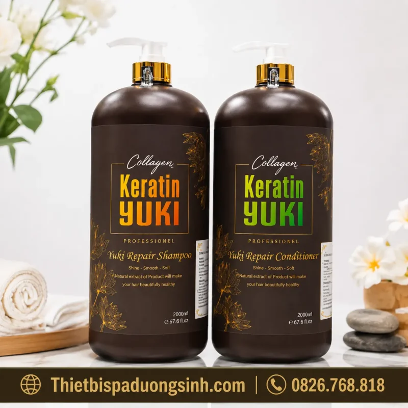 Dầu Gội Xả YUKI Keratin Collagen 2000ml – Chăm Sóc Tóc Khô Xơ, Cho Tóc Mềm Mượt & Bóng Khỏe