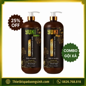 Dầu Gội Xả YUKI Plus Collagen & Keratin 2000ml– Chăm Sóc Tóc Mềm Mượt, Bóng Khỏe