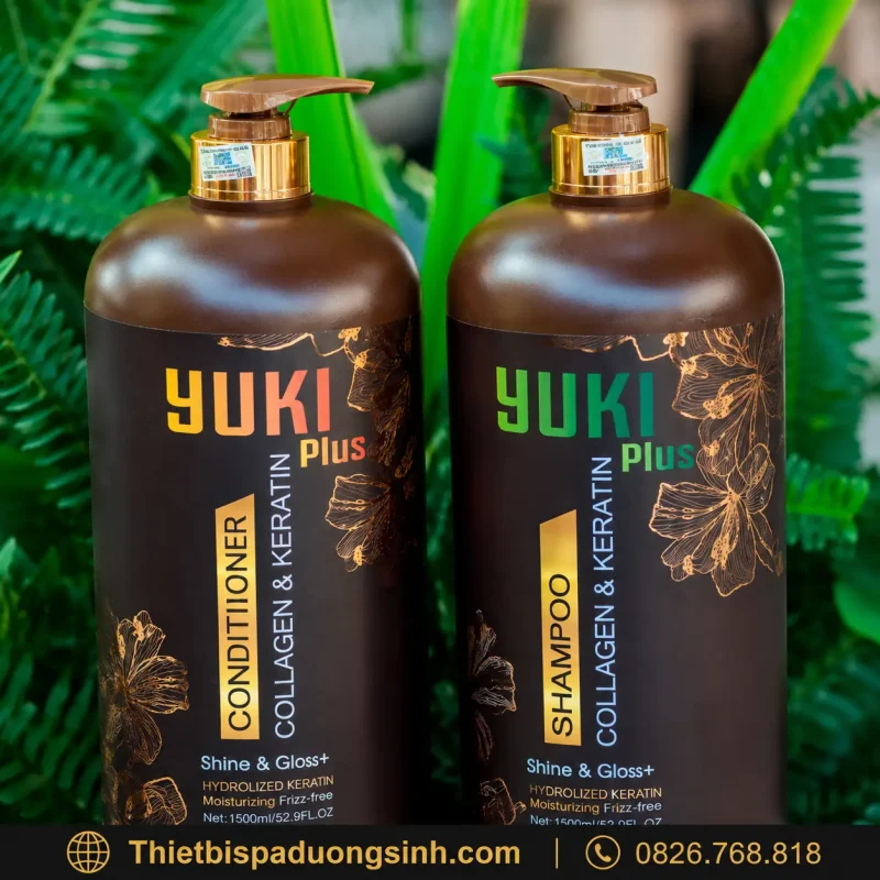 Dầu Gội Xả YUKI Plus Collagen & Keratin 2000ml– Chăm Sóc Tóc Mềm Mượt, Bóng Khỏe