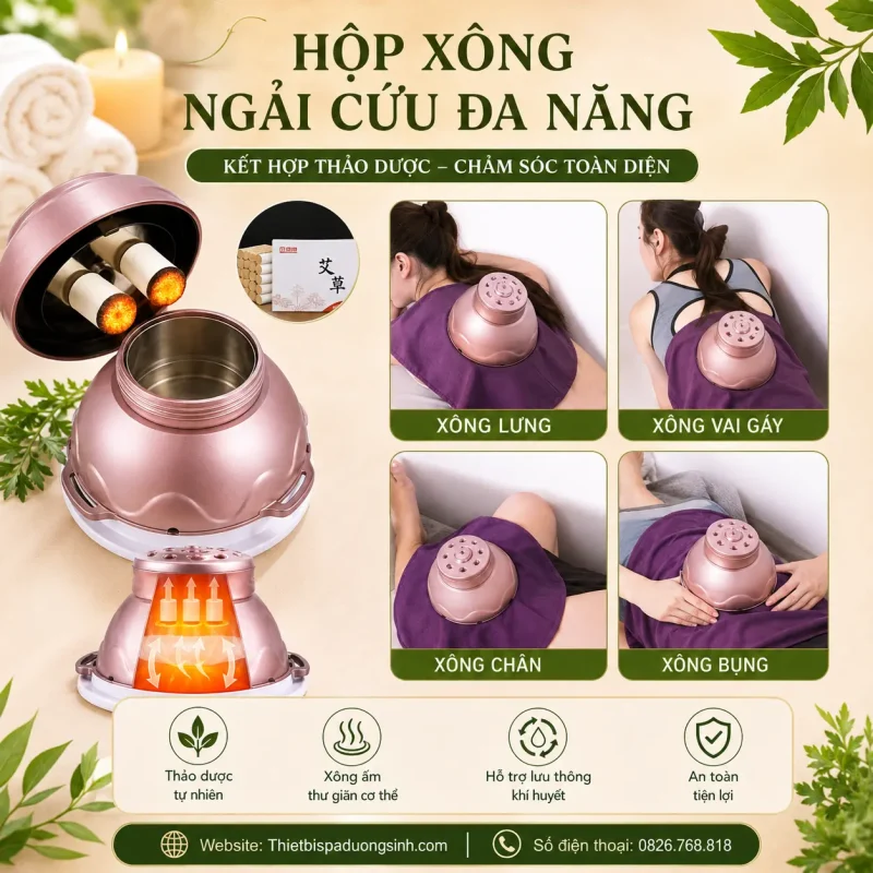 Hộp Xông Ngải Cứu Đa Năng – Sử Dụng Cho Toàn Bộ Cơ Thể, Massage Dưỡng Sinh Đông Y