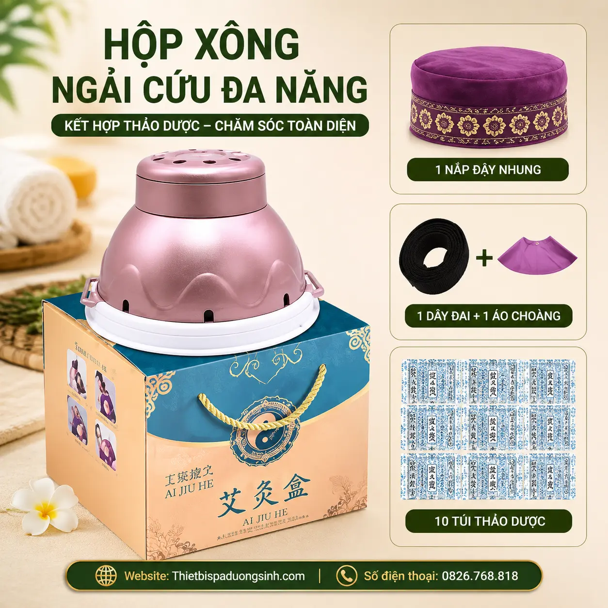 12 Hộp Xông Ngải Cứu Đa Năng – Sử Dụng Cho Toàn Bộ Cơ Thể, Massage Dưỡng Sinh Đông Y