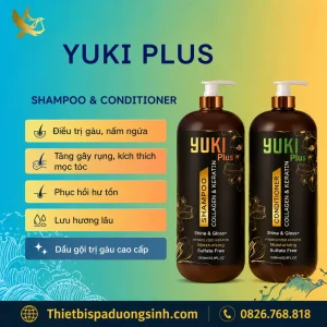 Dầu Gội Xả YUKI Plus Collagen & Keratin 2000ml– Chăm Sóc Tóc Mềm Mượt, Bóng Khỏe