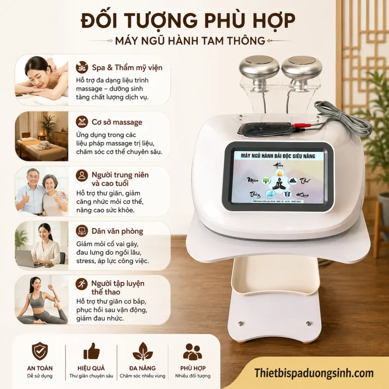 Máy Ngũ Hành Tam Thông Kèm 2 Miếng Dán Điện Cực – Thiết Bị Hỗ Trợ Massage Dưỡng Sinh Chuyên Sâu