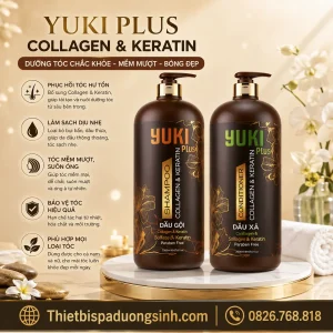 Dầu Gội Xả YUKI Plus Collagen & Keratin 2000ml– Chăm Sóc Tóc Mềm Mượt, Bóng Khỏe