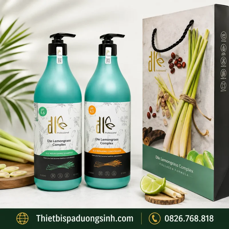 Cặp Dầu Gội Xả ĐL DLE Lemongrass Complex 750ml – Chăm Sóc Tóc Sả Chanh Cao Cấp