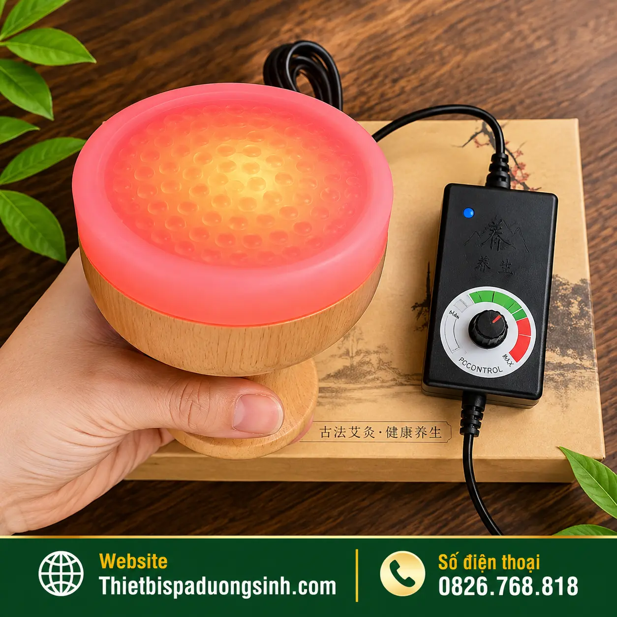 2 Cốc Nhiệt Hồng Quang – Cốc Hồng Quang Thần Cứu Trị Liệu Có Đèn Massage Đả Thông Kinh Lạc