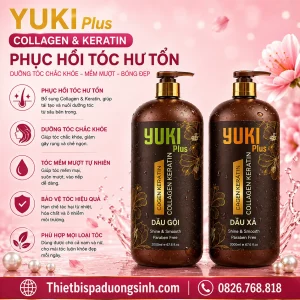 Dầu Gội Xả YUKI Plus Collagen & Keratin 2000ml– Chăm Sóc Tóc Mềm Mượt, Bóng Khỏe