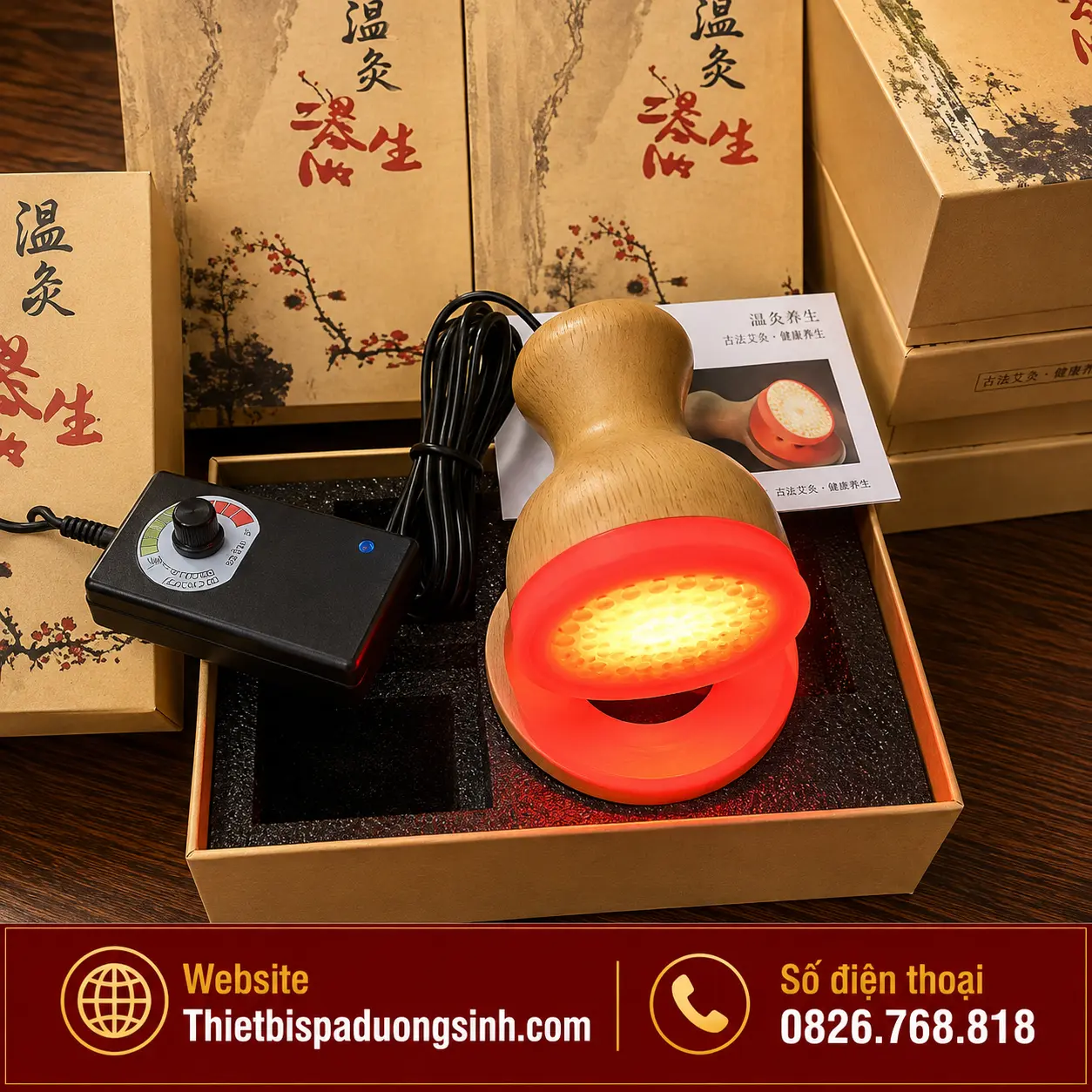 3 Cốc Nhiệt Hồng Quang – Cốc Hồng Quang Thần Cứu Trị Liệu Có Đèn Massage Đả Thông Kinh Lạc