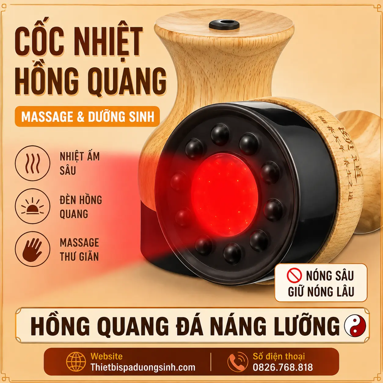 3 Cốc Hồng Quang Thần Cứu – Cốc Nhiệt Hồng Quang, Máy Đả Thông Kinh Lạc Dùng Trong Spa Đông Y