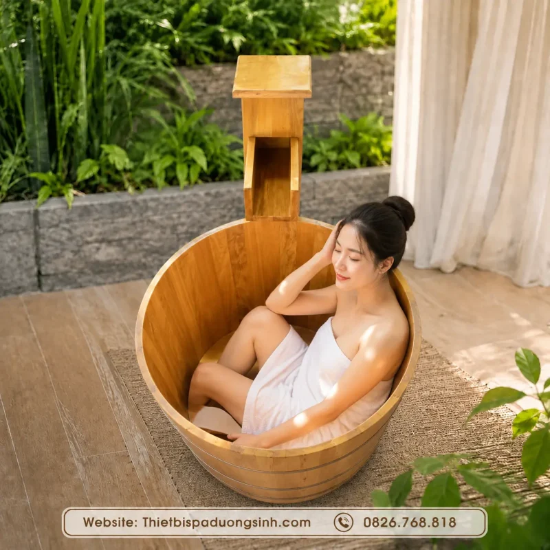 Bồn Tắm Đứng Bằng Gỗ – Bồn Tắm Gỗ Cao Cấp Cho Spa, Gia Đình