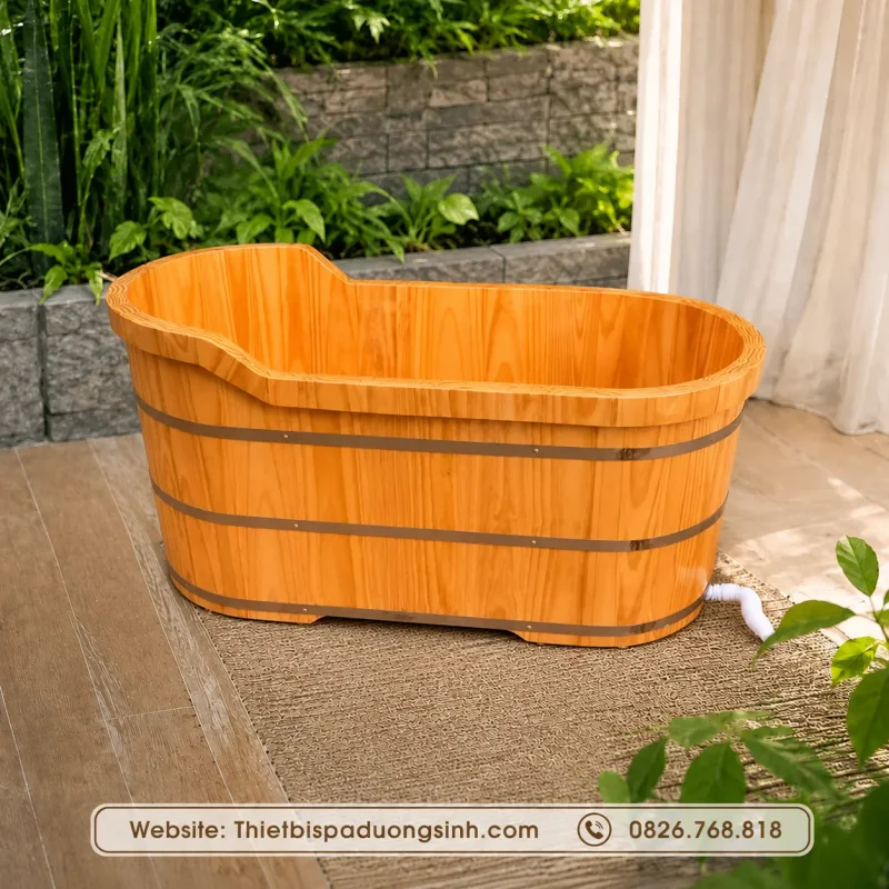 Bồn Tắm Gỗ Bo Viền – Thiết Kế Sang Trọng, Chắc Chắn Cho Không Gian Thư Giãn