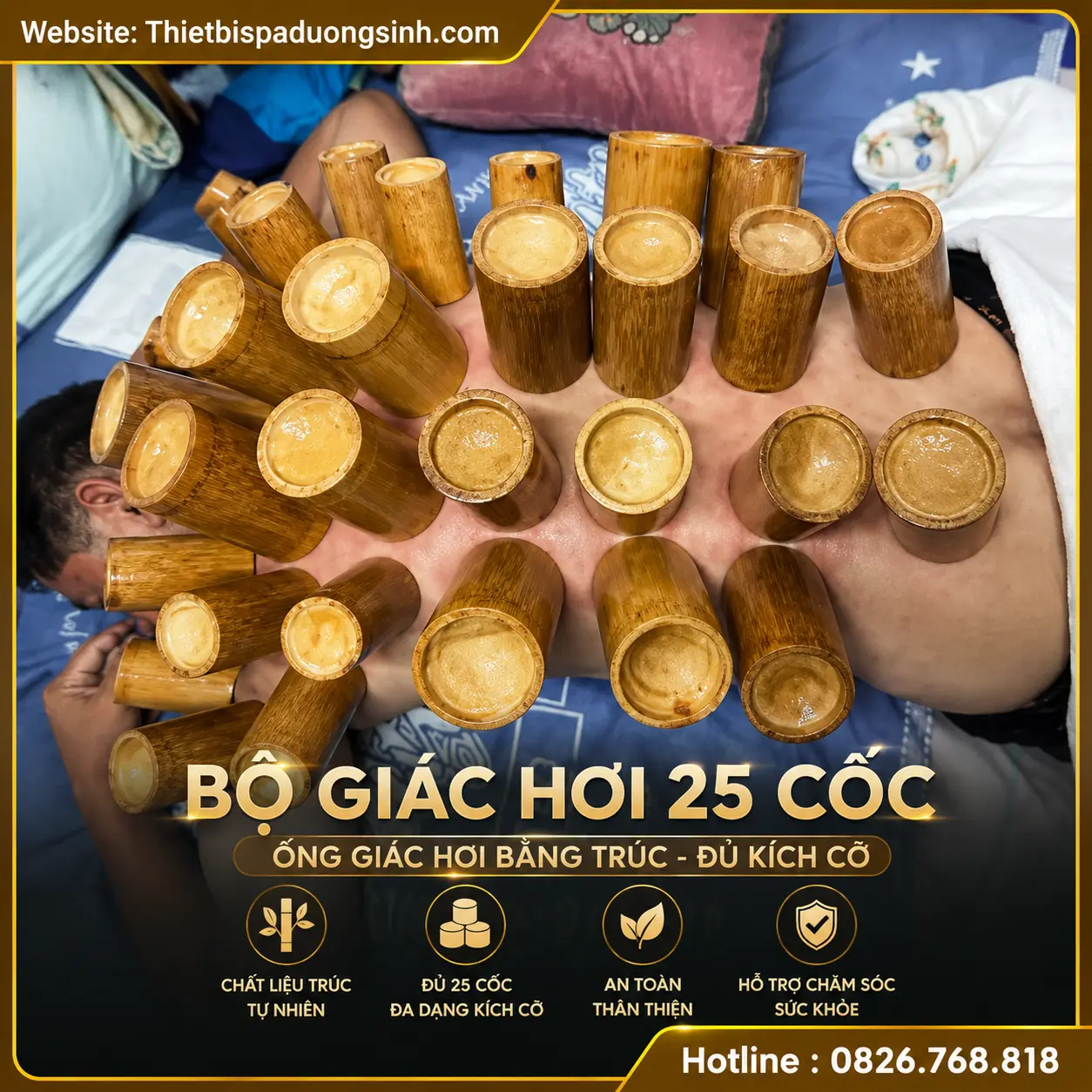 3 GIÁC HƠI TRÚC SIÊU BỀN ĐẸP – ỐNG GIÁC HƠI BẰNG TRÚC ĐỦ KÍCH CỠ – TẶNG KÈM DỤNG CỤ GIÁC