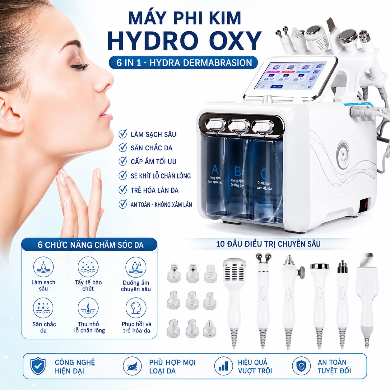 3 Máy chăm sóc da cao cấp 6in1 H2O2