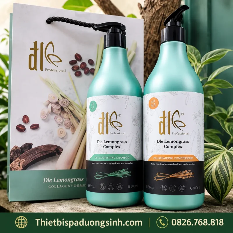 Cặp Dầu Gội Xả ĐL DLE Lemongrass Complex 750ml – Chăm Sóc Tóc Sả Chanh Cao Cấp