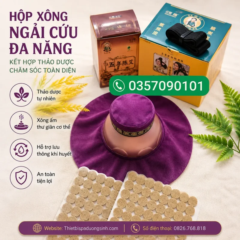 Hộp Xông Ngải Cứu Đa Năng – Sử Dụng Cho Toàn Bộ Cơ Thể, Massage Dưỡng Sinh Đông Y