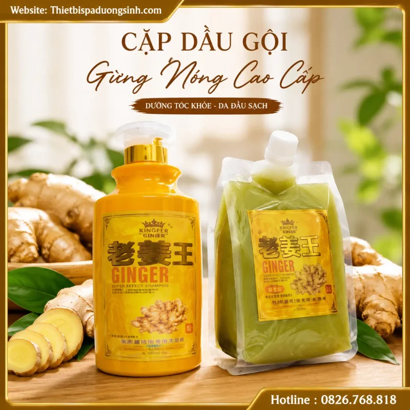 Cặp Dầu Gội Xả Gừng Nóng Và Lạnh Cao Cấp – Chăm Sóc Tóc & Da Đầu Chuyên Nghiệp
