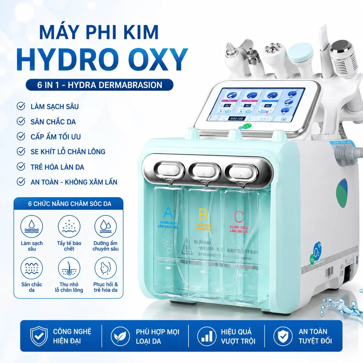 4 Máy chăm sóc da cao cấp 6in1 H2O2