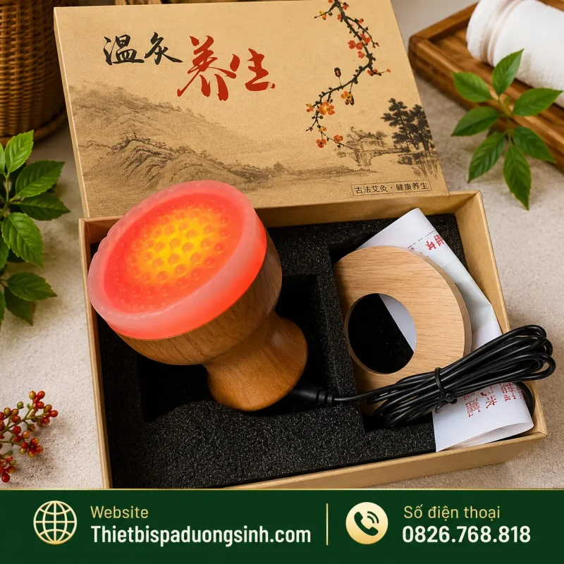 Cốc Nhiệt Hồng Quang – Cốc Hồng Quang Thần Cứu Trị Liệu Có Đèn Massage Đả Thông Kinh Lạc