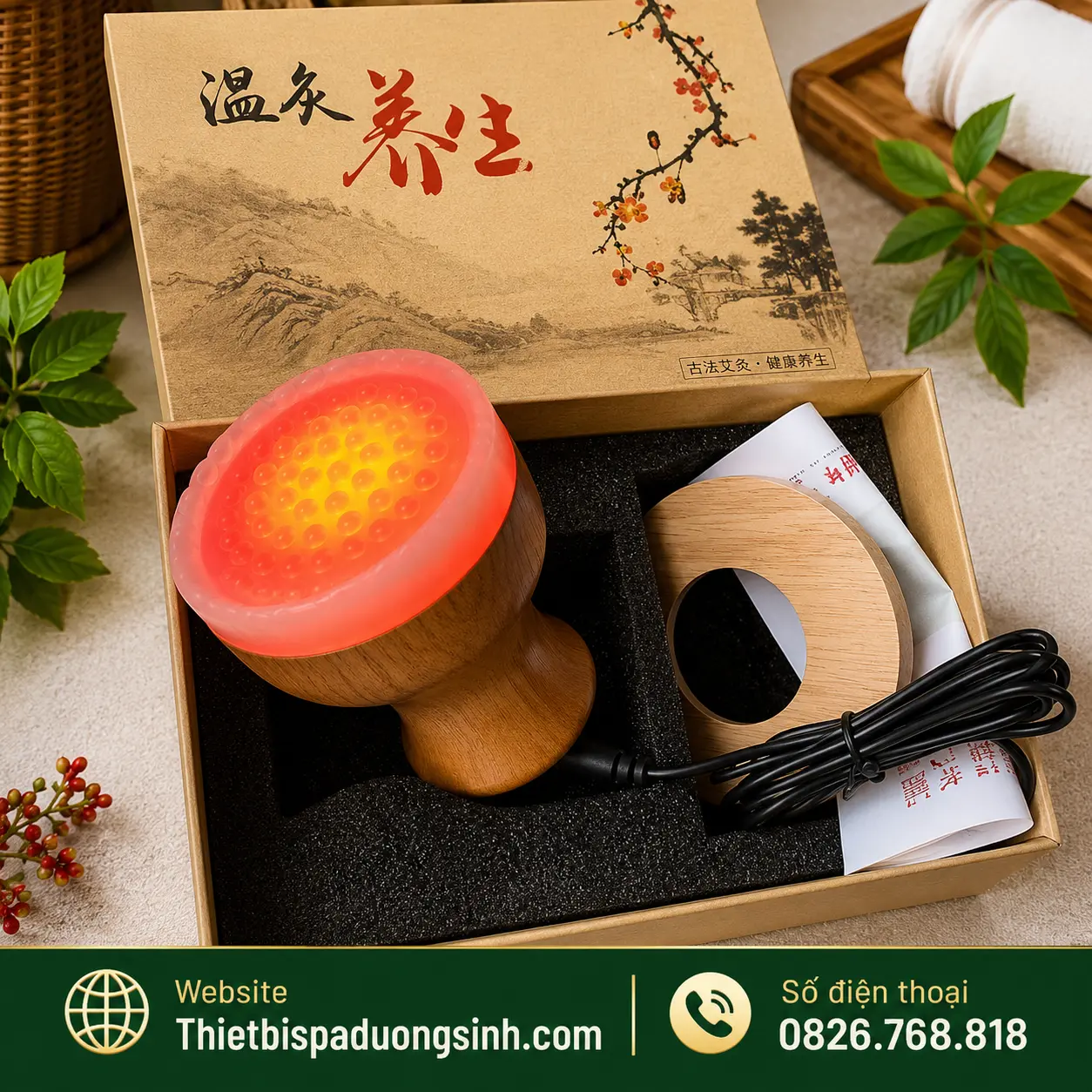 5 Cốc Nhiệt Hồng Quang – Cốc Hồng Quang Thần Cứu Trị Liệu Có Đèn Massage Đả Thông Kinh Lạc